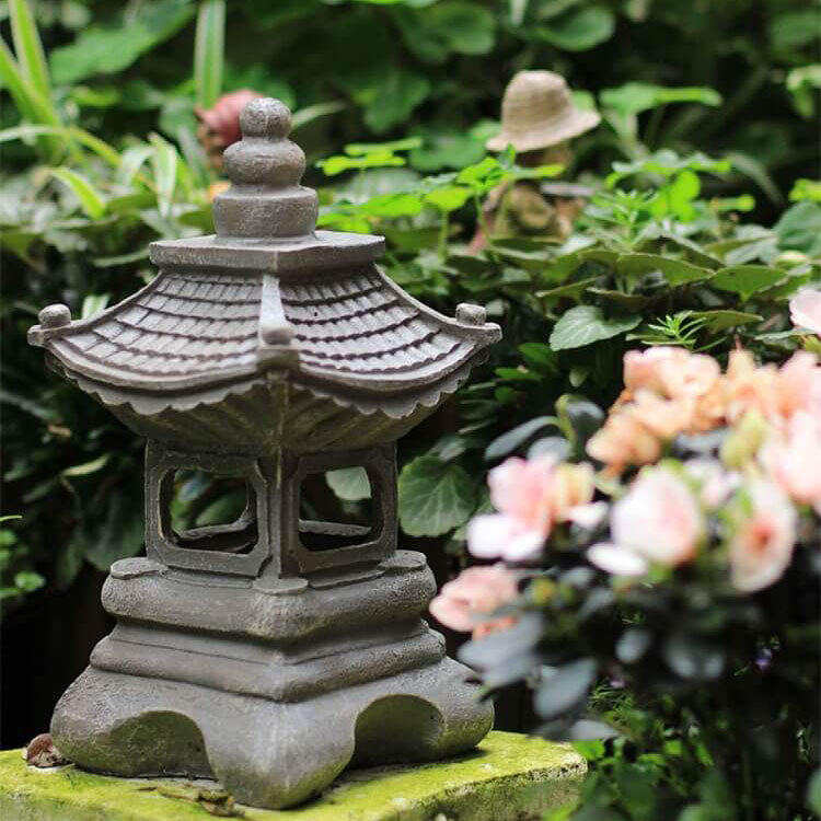Solarna lampa ogrodowa LED w stylu zen pagoda z efektem kamienia