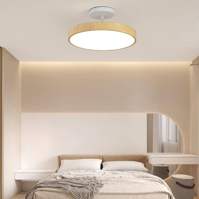 Modern Japanese round wooden LED ceiling lamp