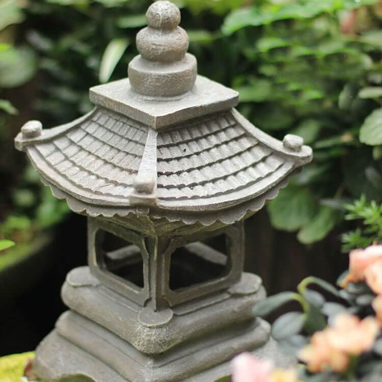 Solarna lampa ogrodowa LED w stylu zen pagoda z efektem kamienia