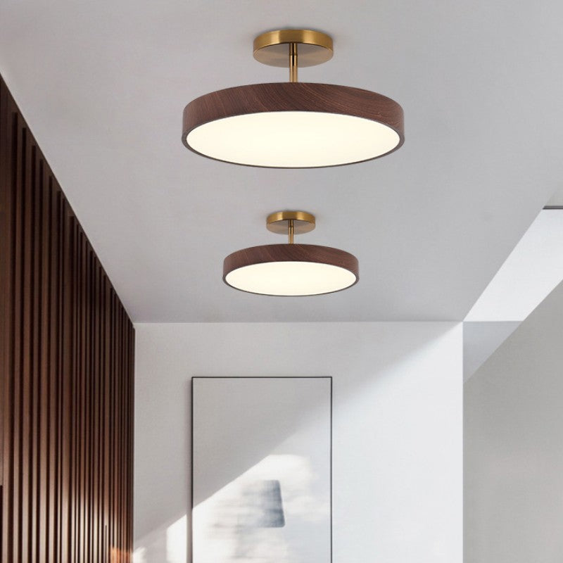 Modern Japanese round wooden LED ceiling lamp