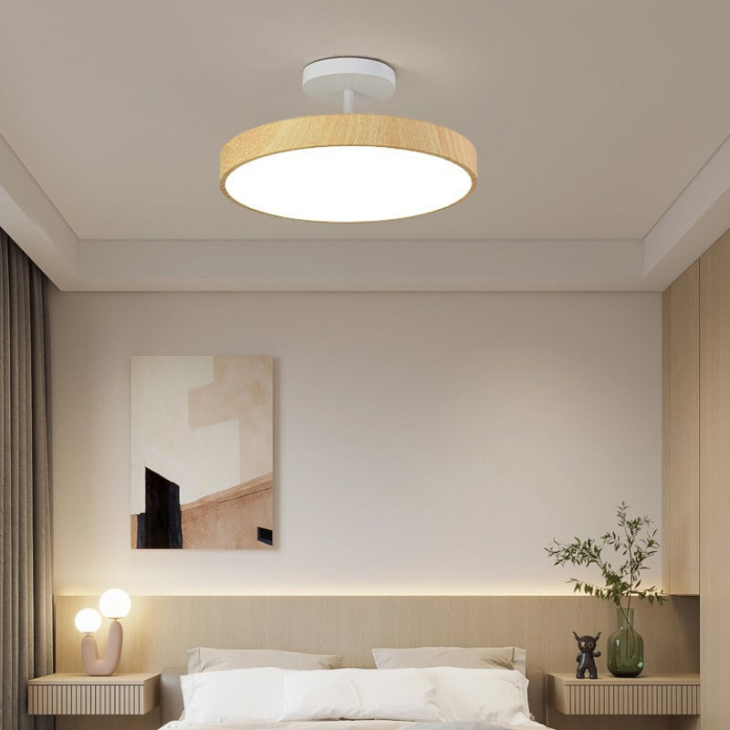 Modern Japanese round wooden LED ceiling lamp
