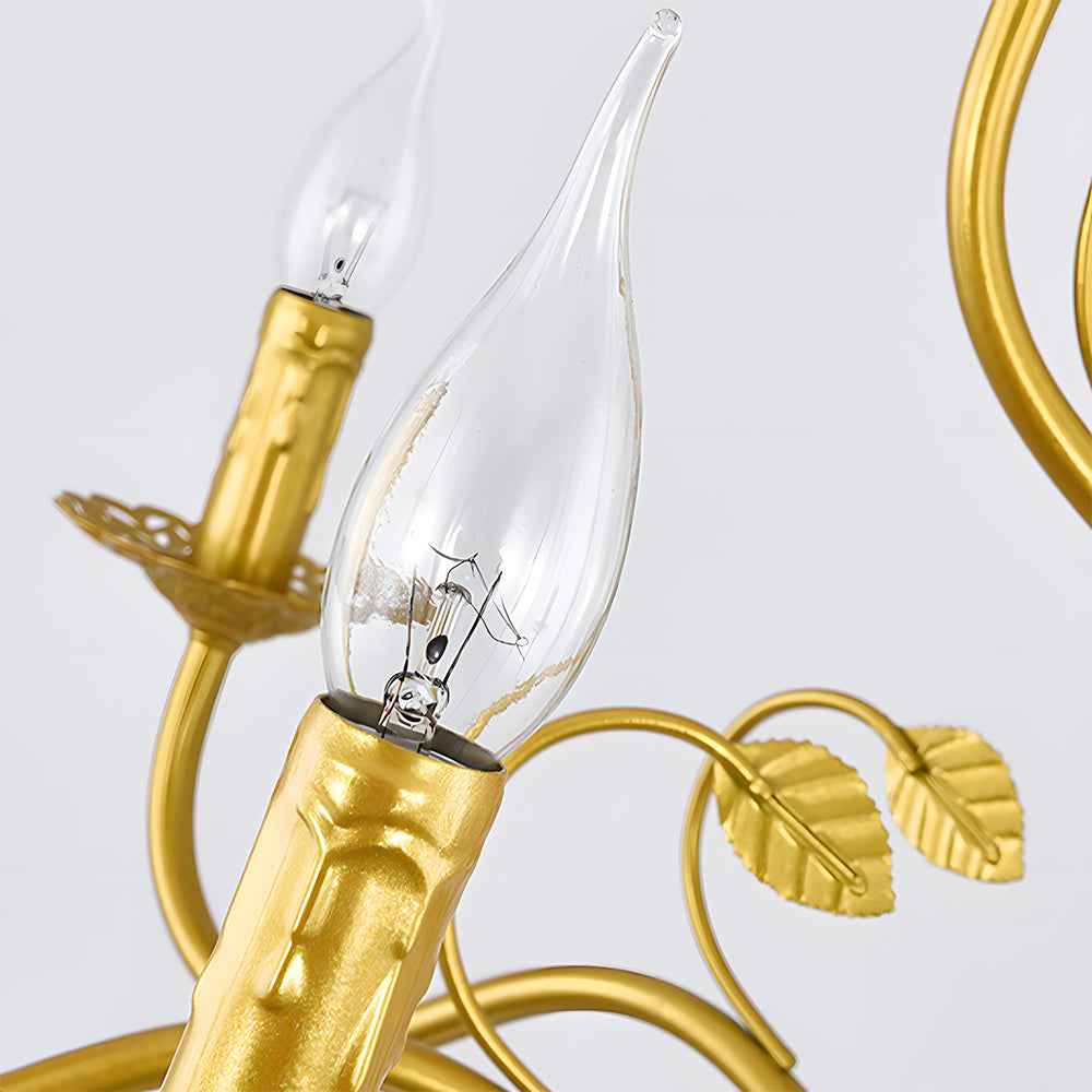 Klasyczna lampa sufitowa ring z giętymi ramionami i świecznikami