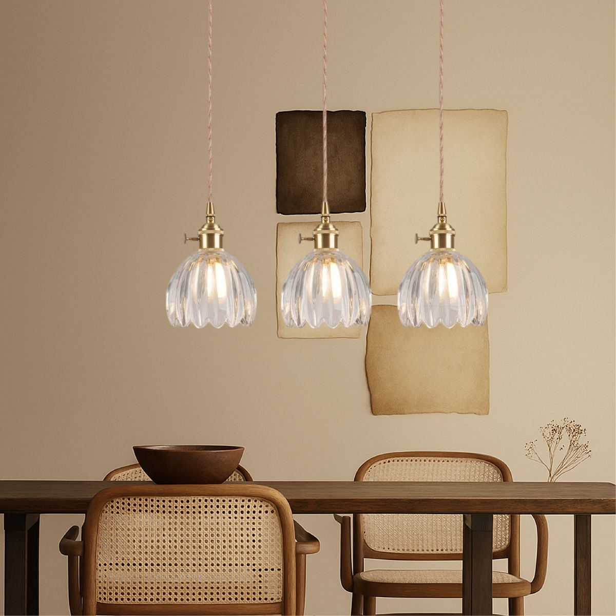 Retro japońska lampa wisząca ze szkła