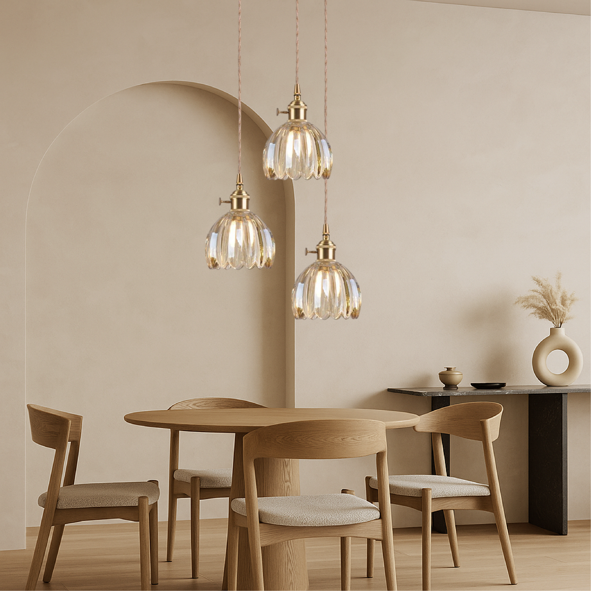 Retro japońska lampa wisząca ze szkła