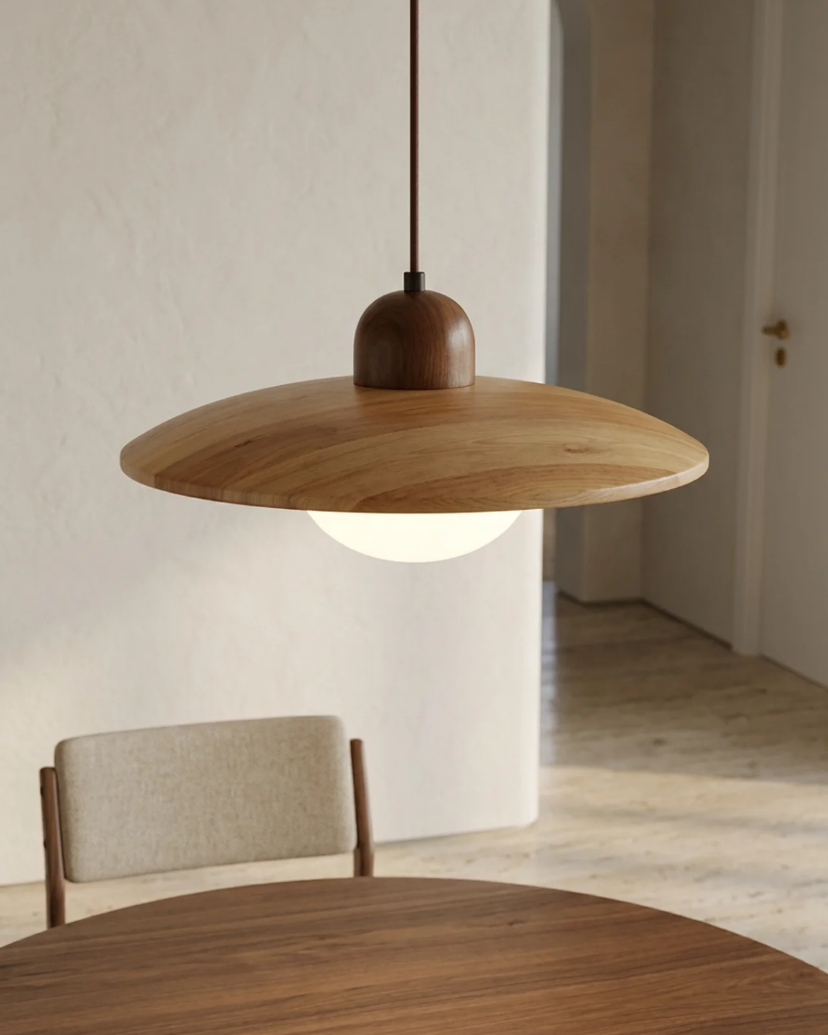 Lampa wisząca Bauhaus z okrągłym kloszem i centralną kulą