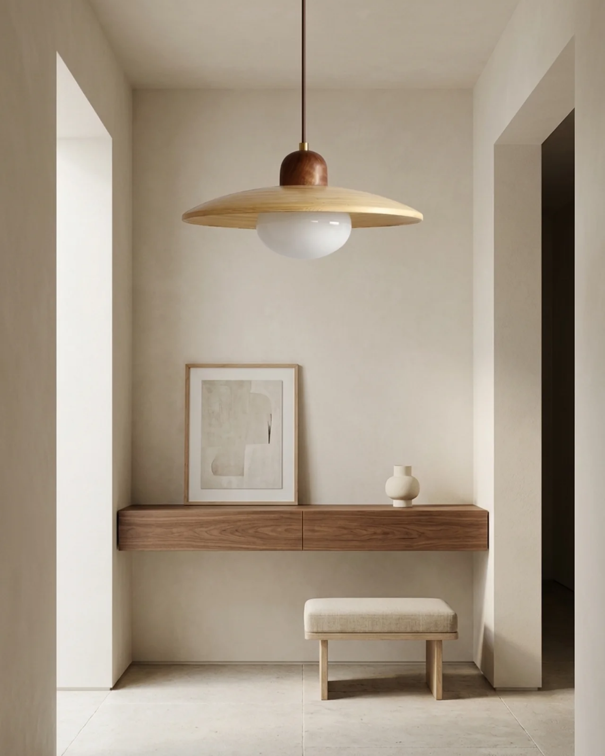 Lampa wisząca Bauhaus z okrągłym kloszem i centralną kulą