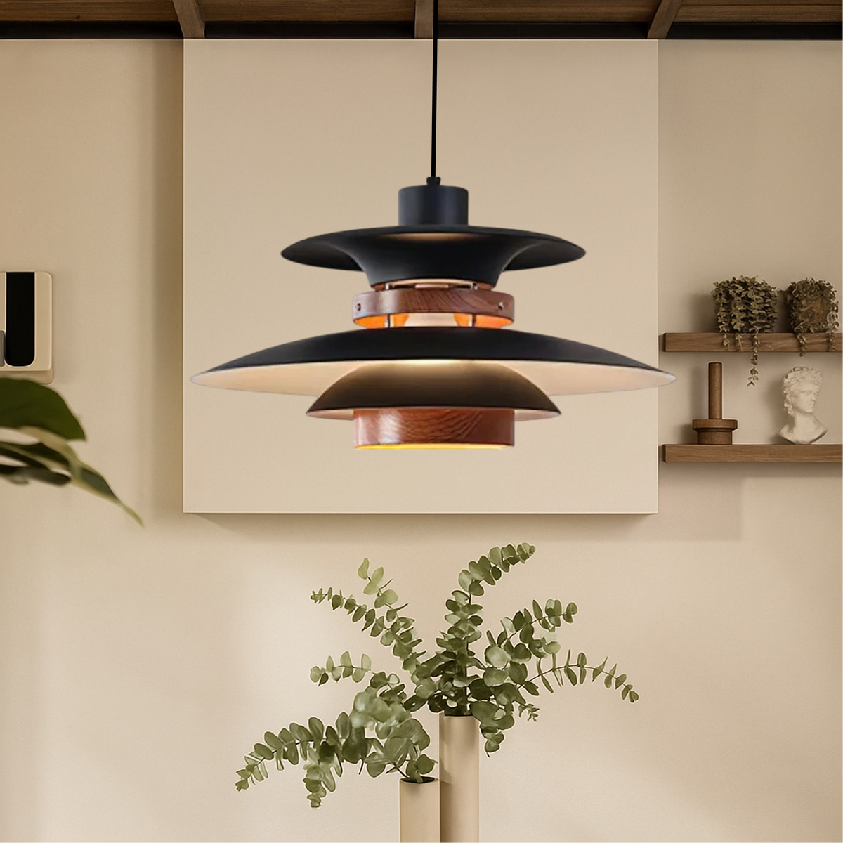 Nordic Wood-Accent Lampa wisząca
