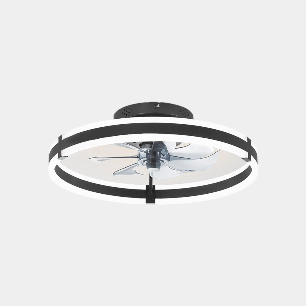 Okrągła lampa sufitowa LED z wentylatorem i podwójną ramą