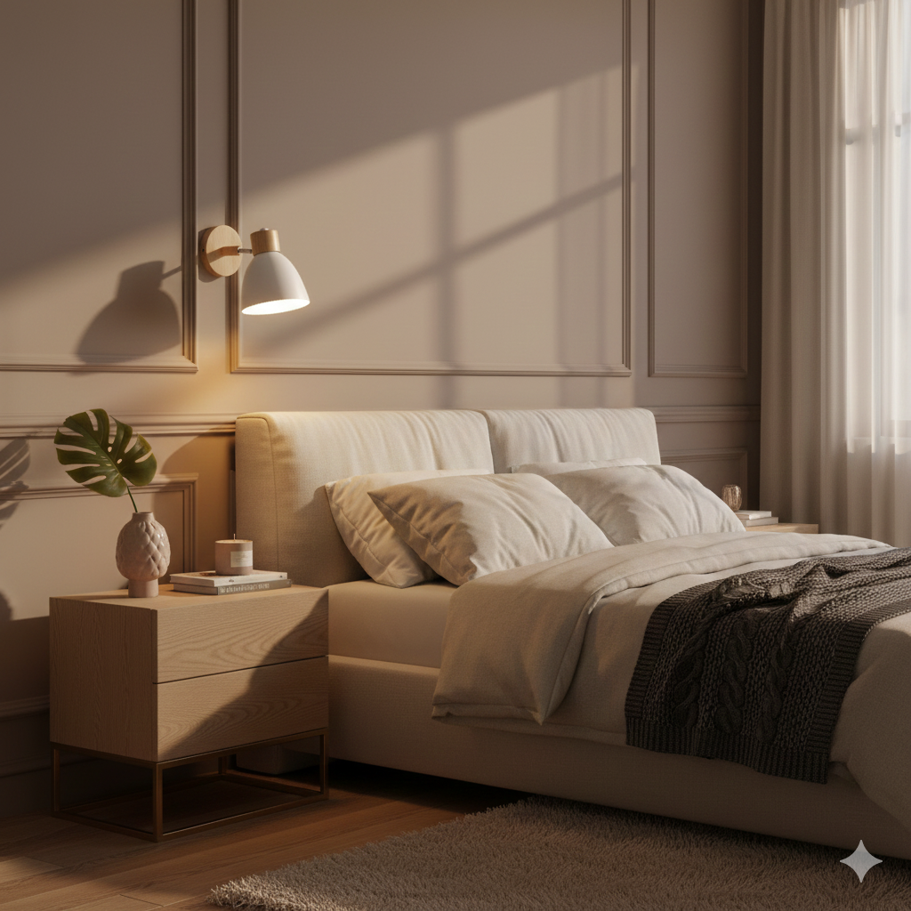 Wandlamp met schuin arm en conische kap
