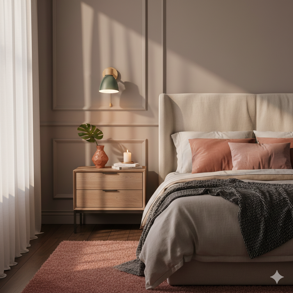Wandlamp met schuin arm en conische kap
