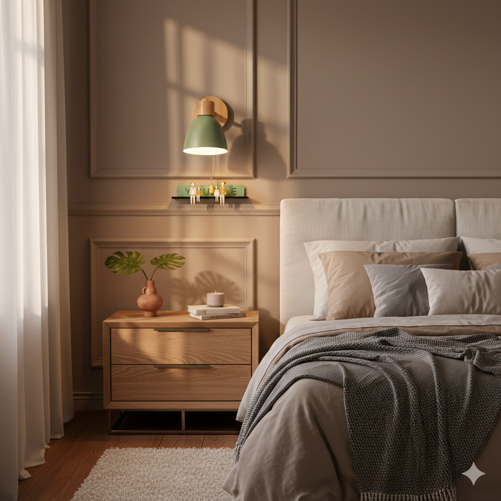 Wandlamp met schuin arm en conische kap