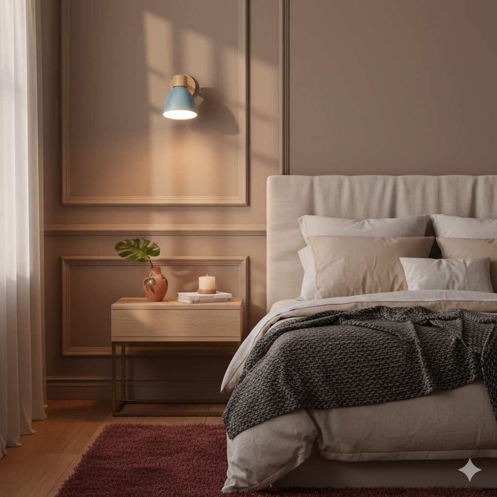 Wandlamp met schuin arm en conische kap