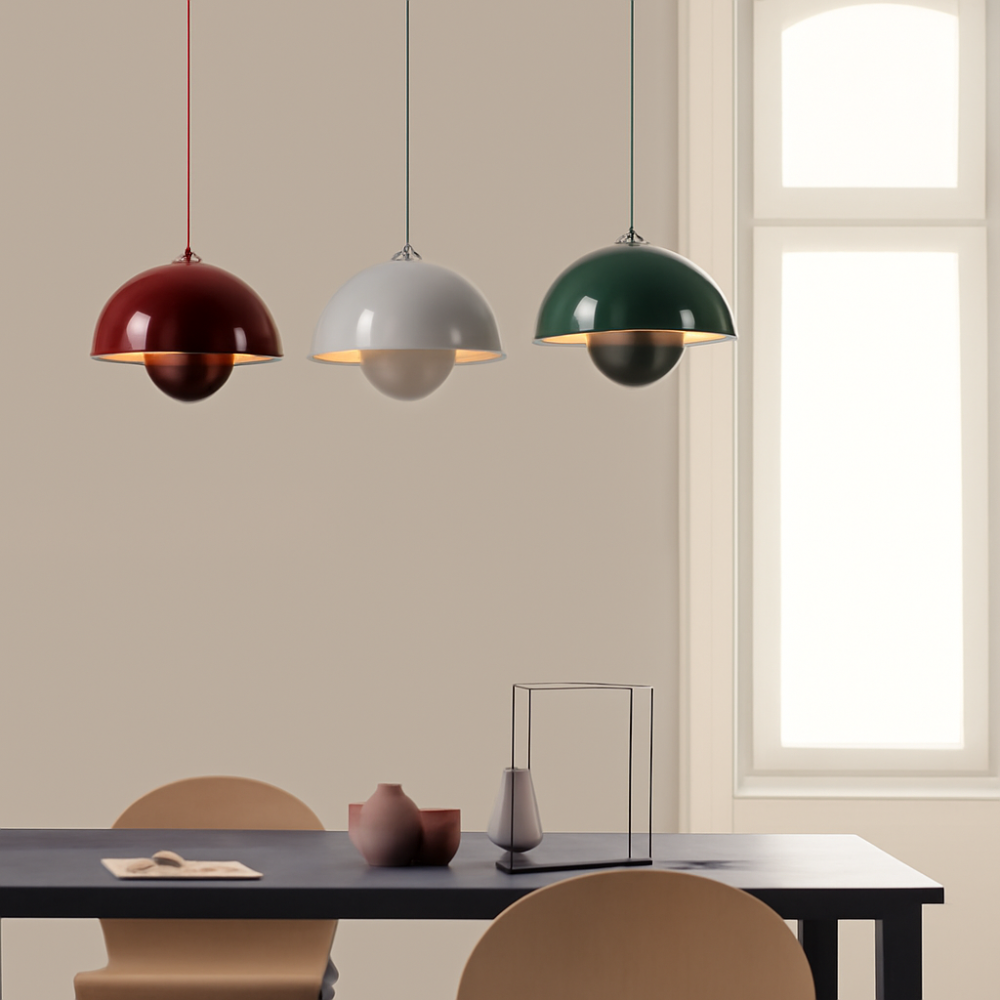 Lustre suspendu minimaliste multicolore en forme de demi-dôme