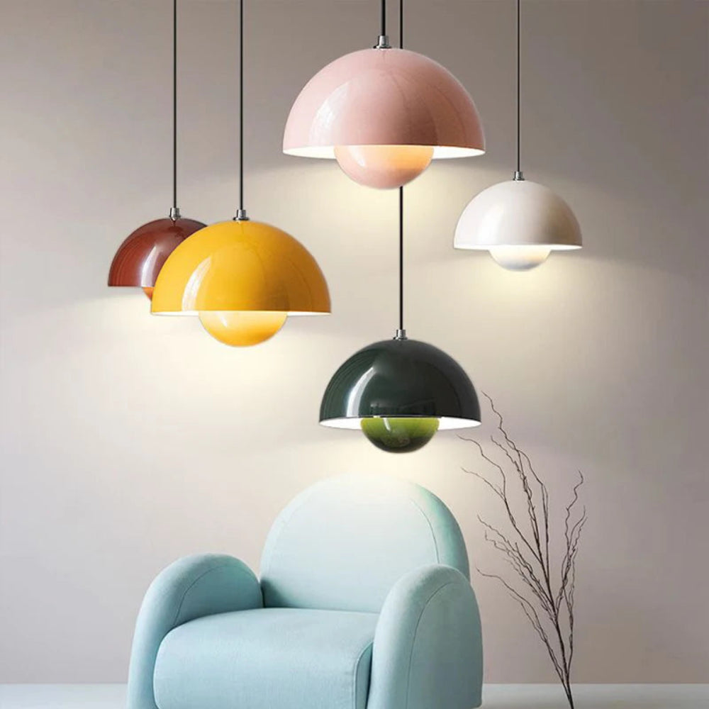 Lustre suspendu minimaliste multicolore en forme de demi-dôme