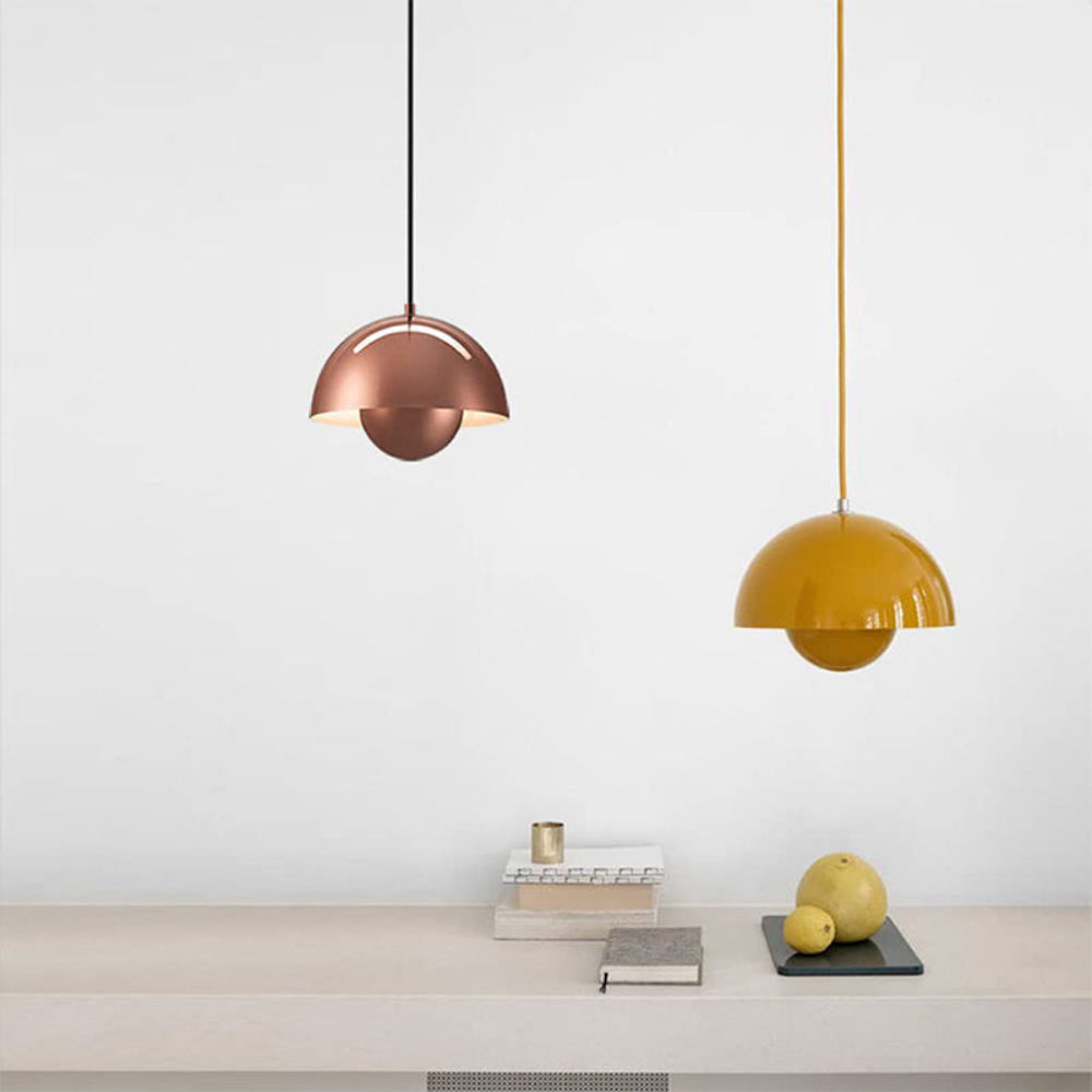 Lustre suspendu minimaliste multicolore en forme de demi-dôme