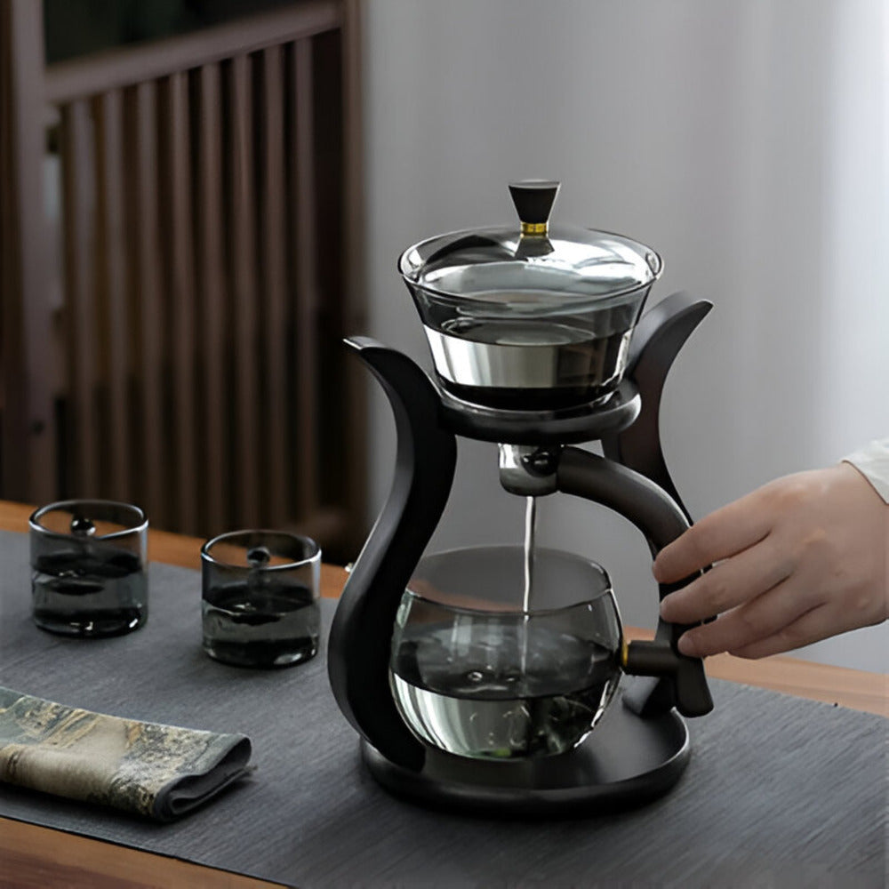 Infuseur à thé en verre avec support en bois