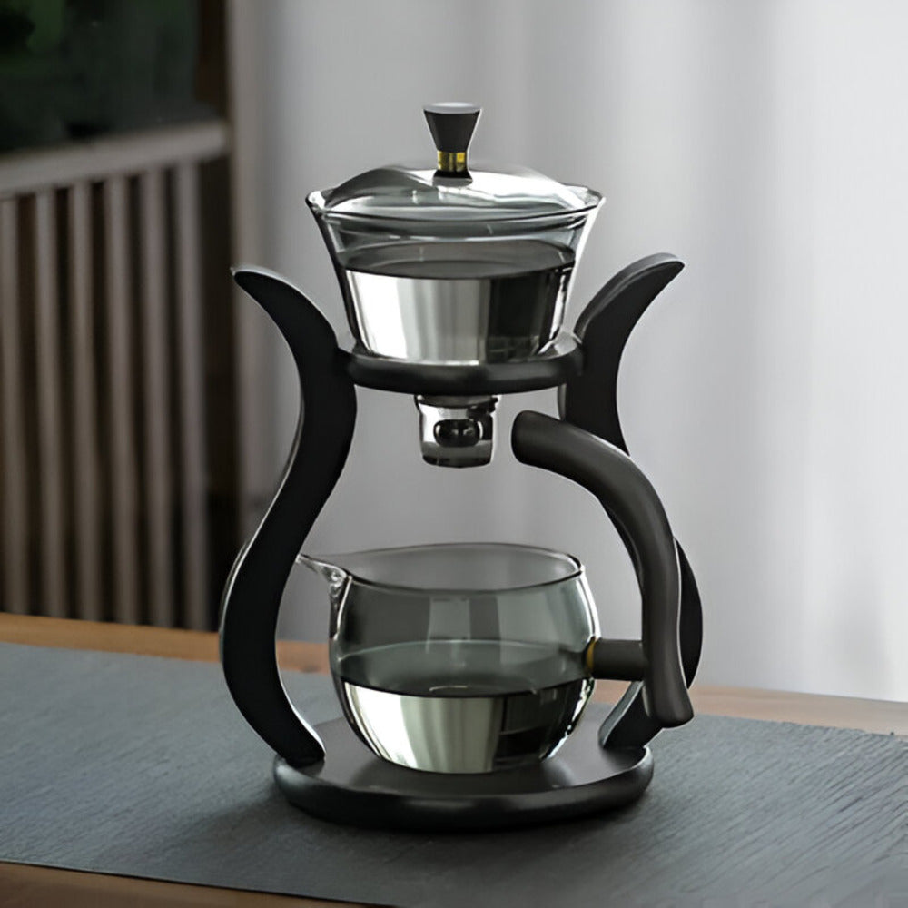 Infuseur à thé en verre avec support en bois