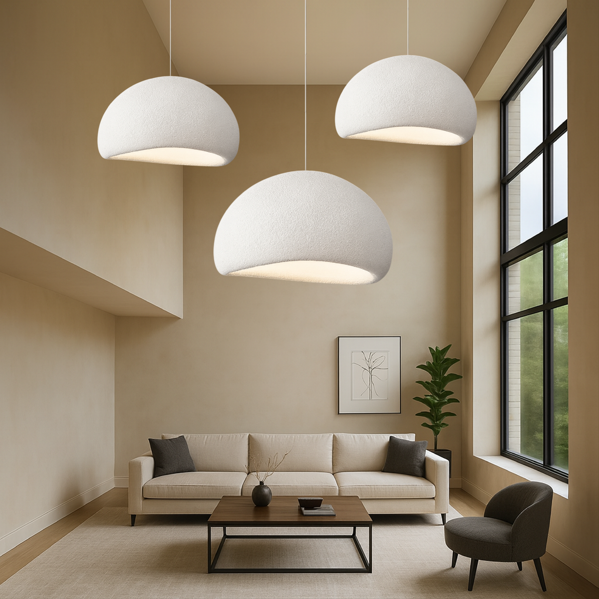 Wisząca Lampa Kopułowa w Stylu Wabi-Sabi