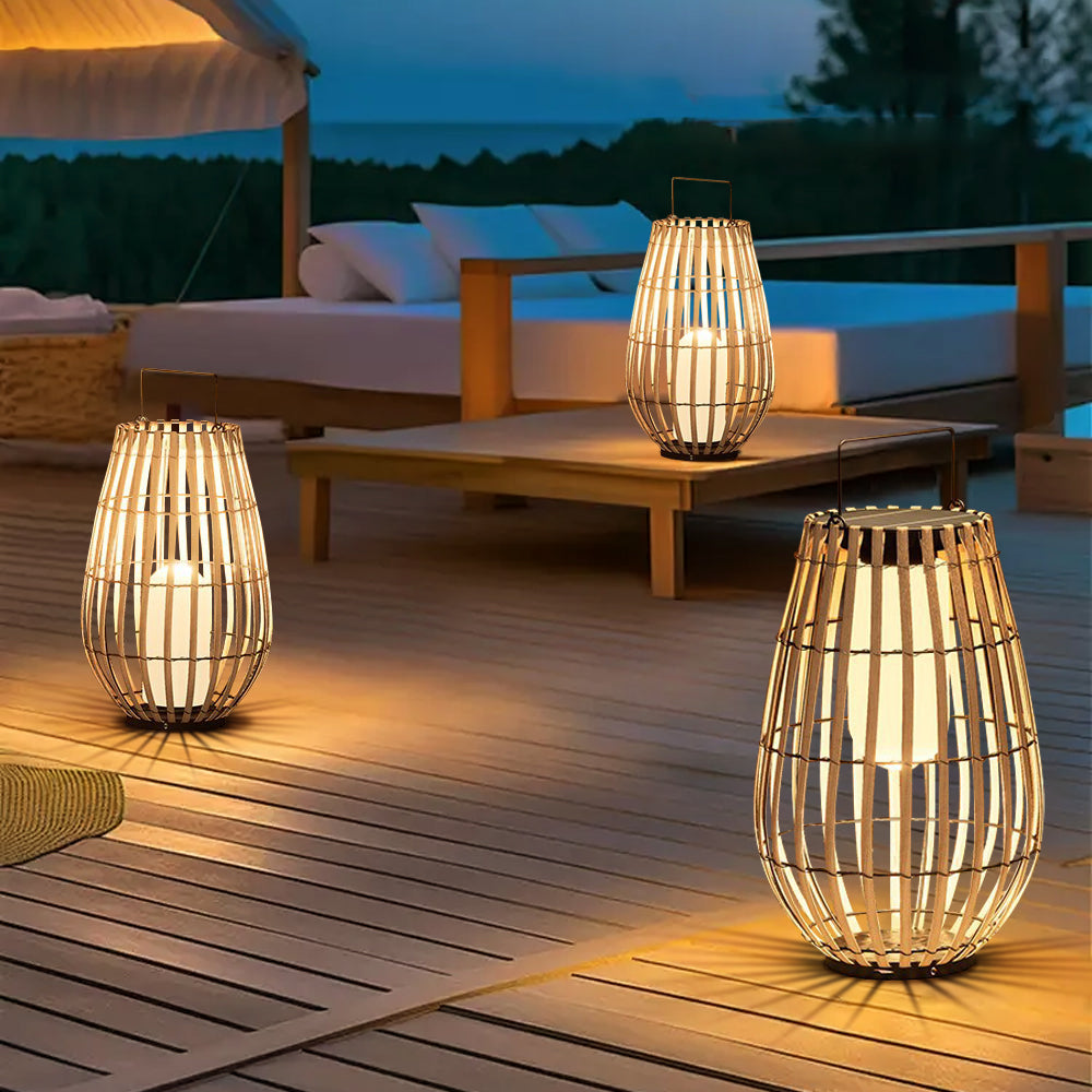 Lampa ogrodowa z rattanu solarnego