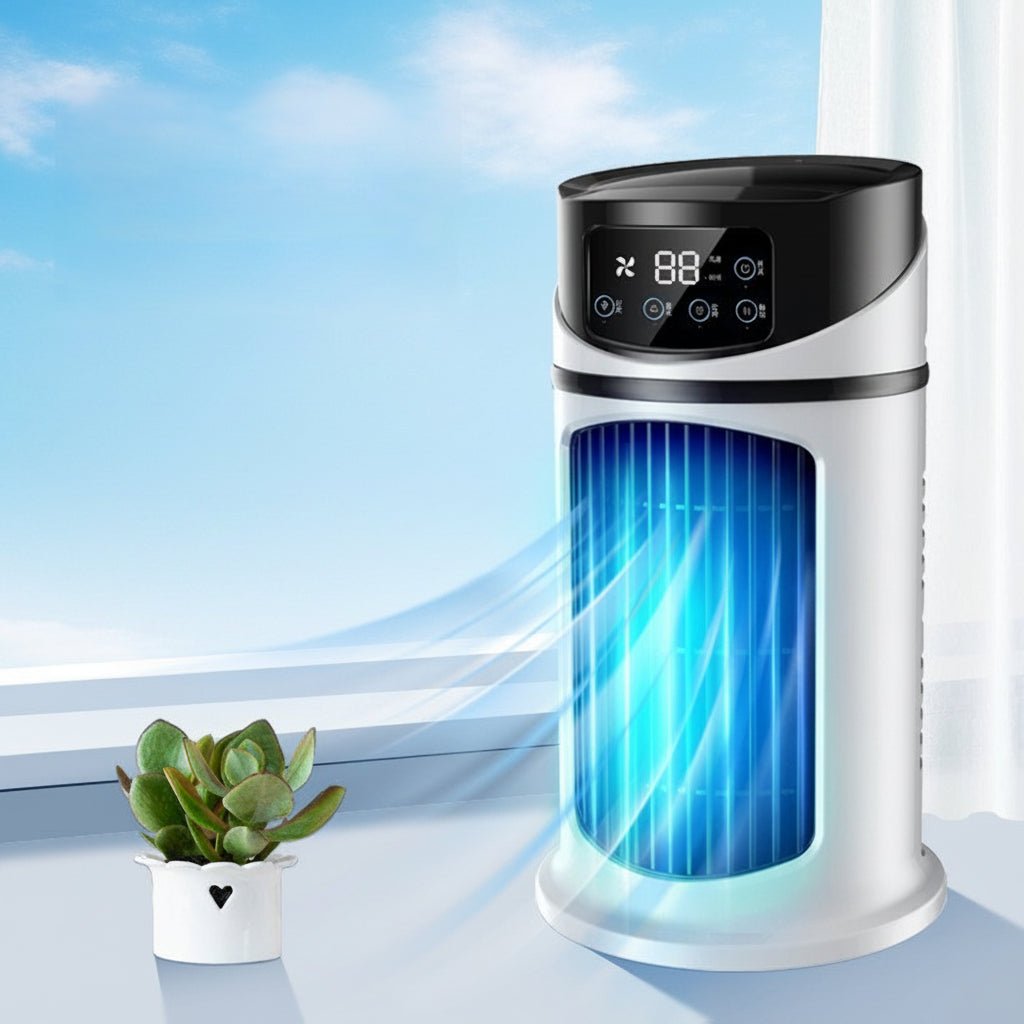 Przenośny klimatyzator ewaporacyjny z wentylatorem i nawilżaczem – zasilanie USB