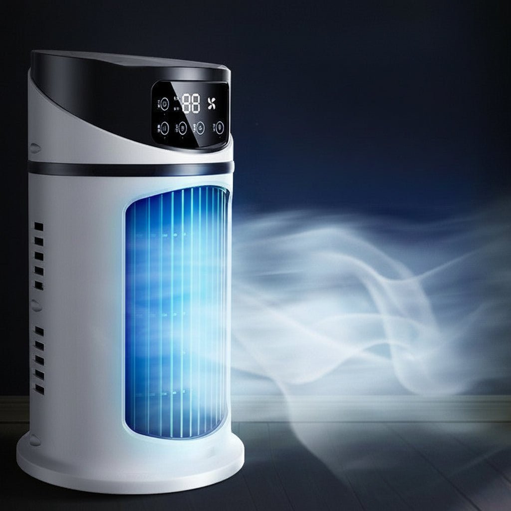 Przenośny klimatyzator ewaporacyjny z wentylatorem i nawilżaczem – zasilanie USB