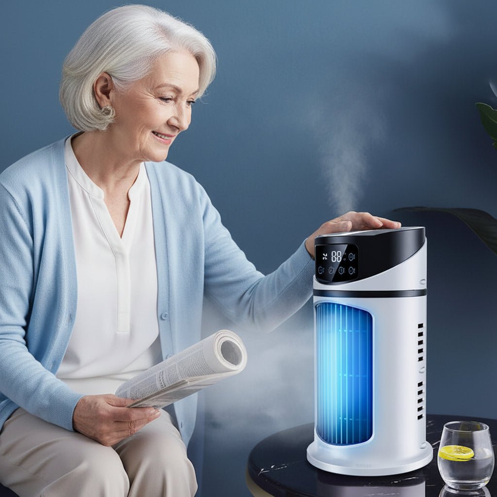 Draagbare verdampingsairconditioner met ventilator en luchtbevochtiger – USB-aansluiting
