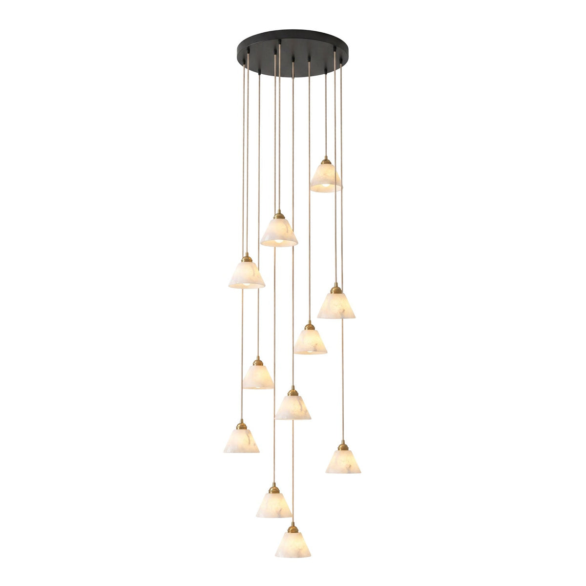 Conische hanglamp voor de hal met messingdetail
