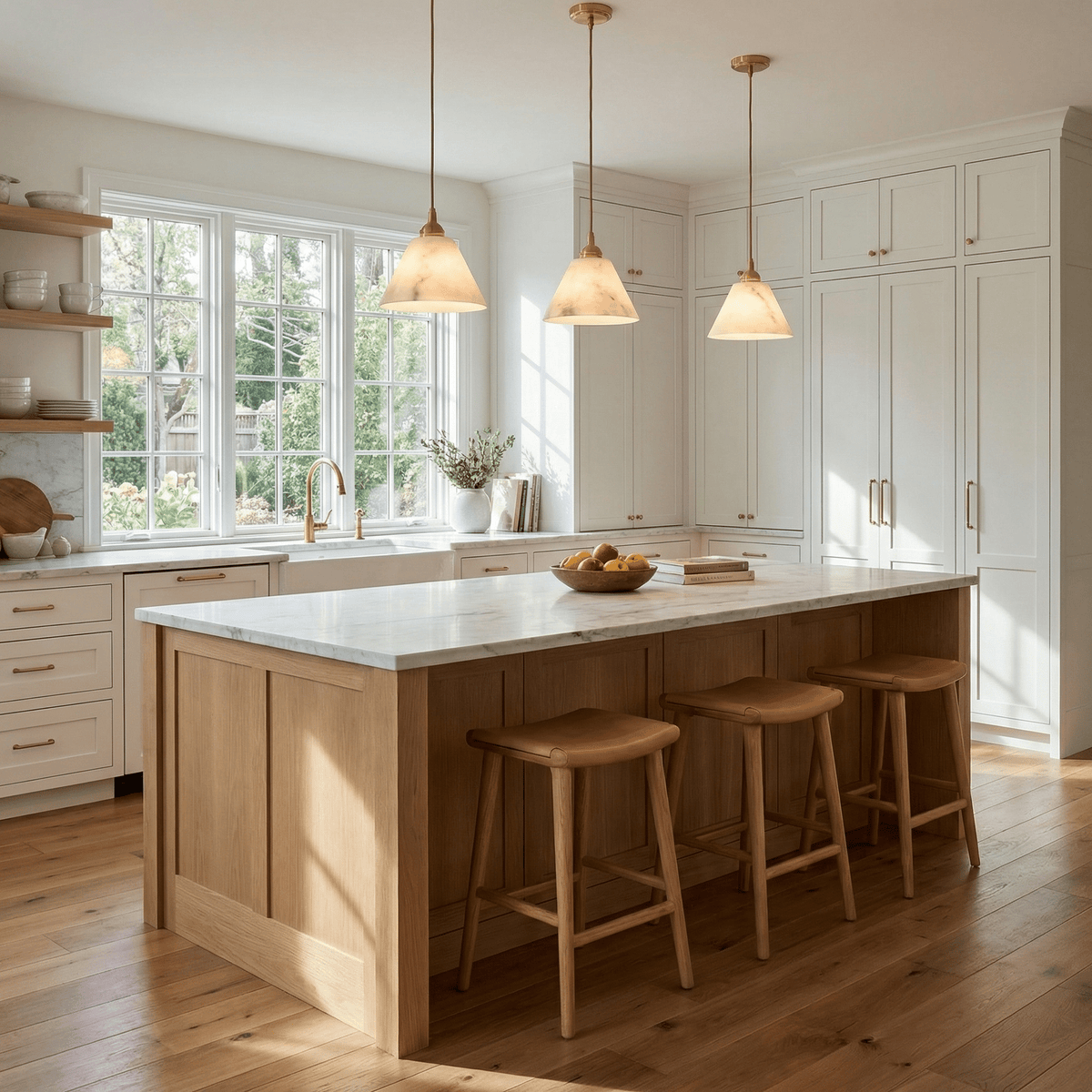 Conische hanglamp voor de hal met messingdetail
