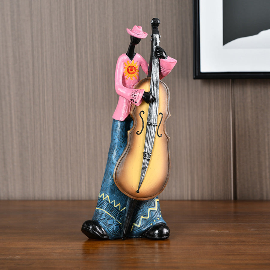 Decorative standing musician figurine made of resin