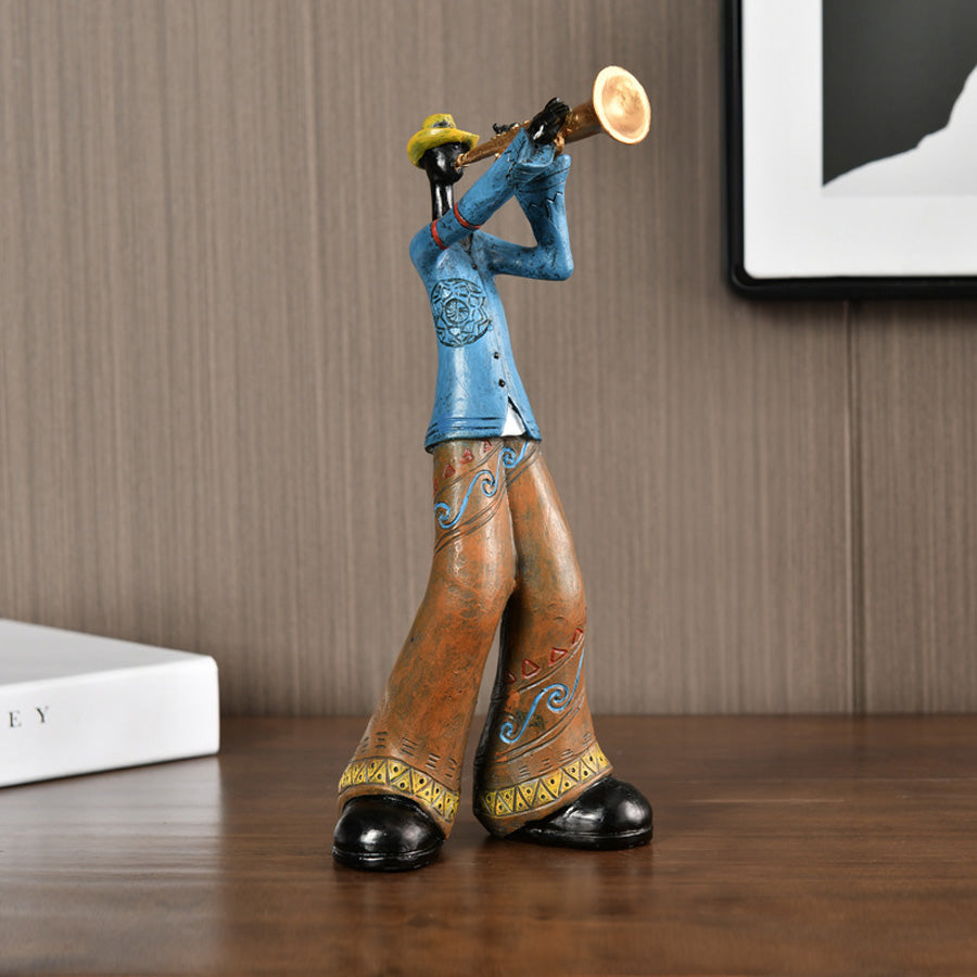 Decorative standing musician figurine made of resin