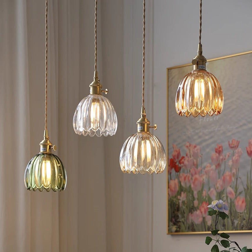 Retro japońska lampa wisząca ze szkła