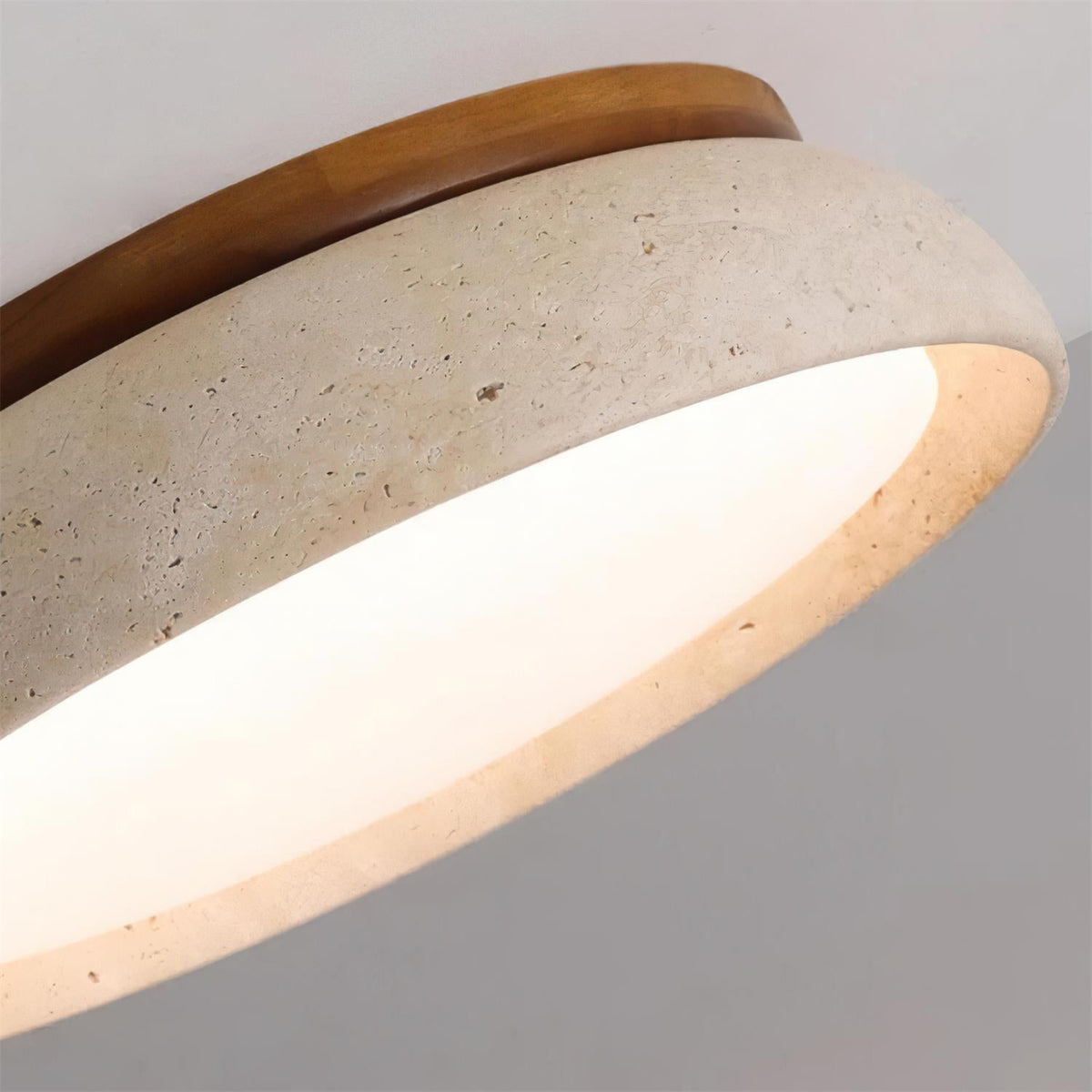 Ceiling lamp made of natural travertine