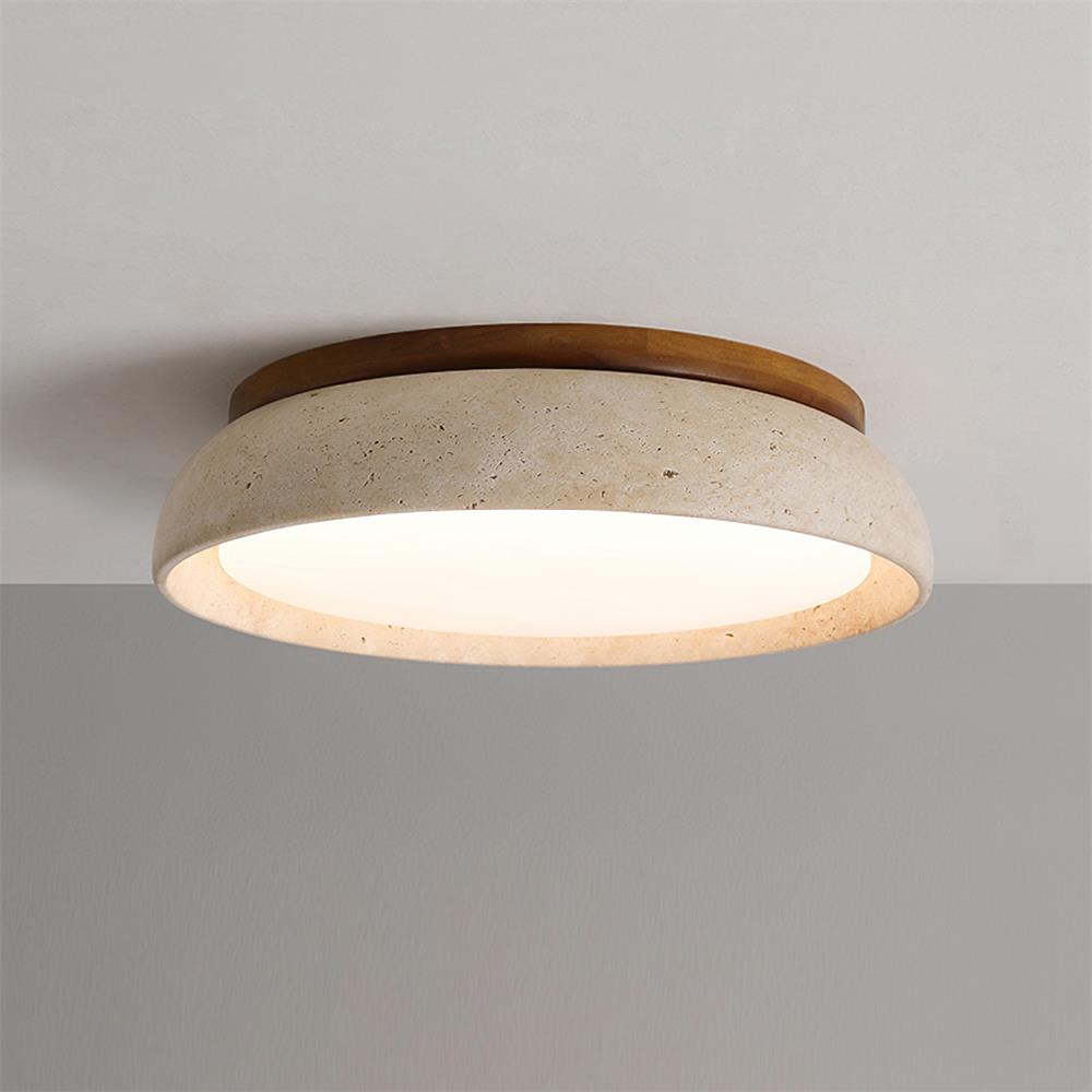 Ceiling lamp made of natural travertine