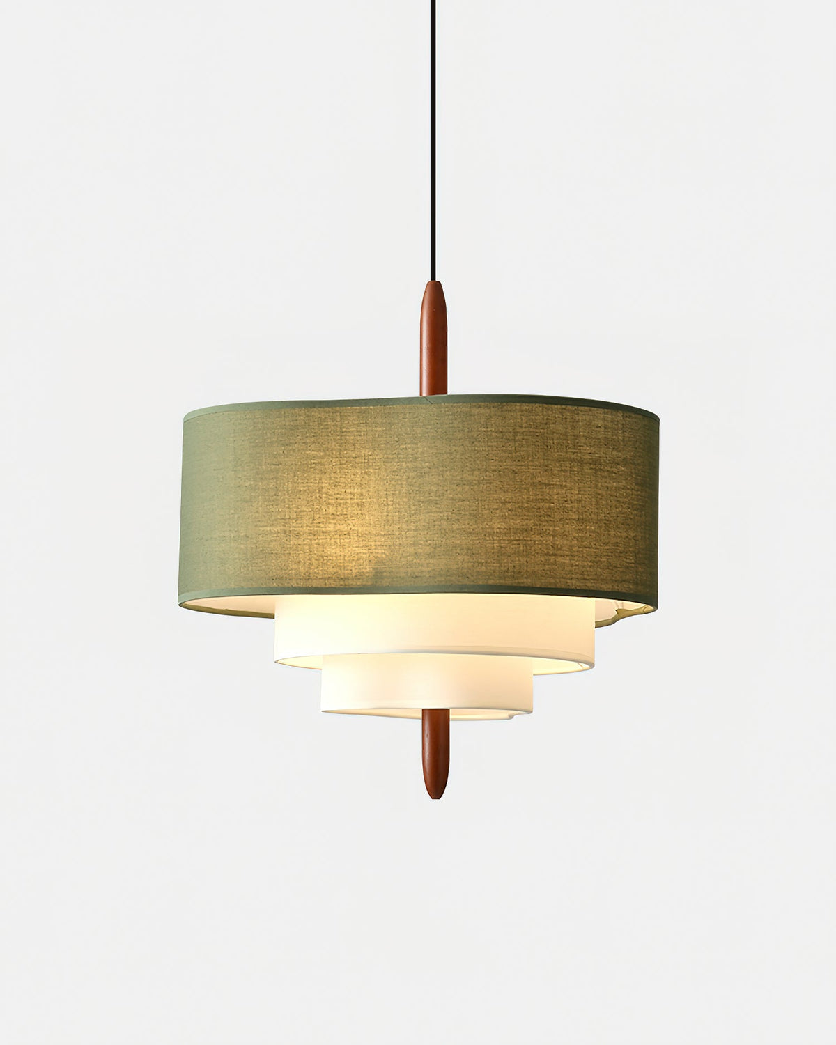 Layered round fabric hanging lamp