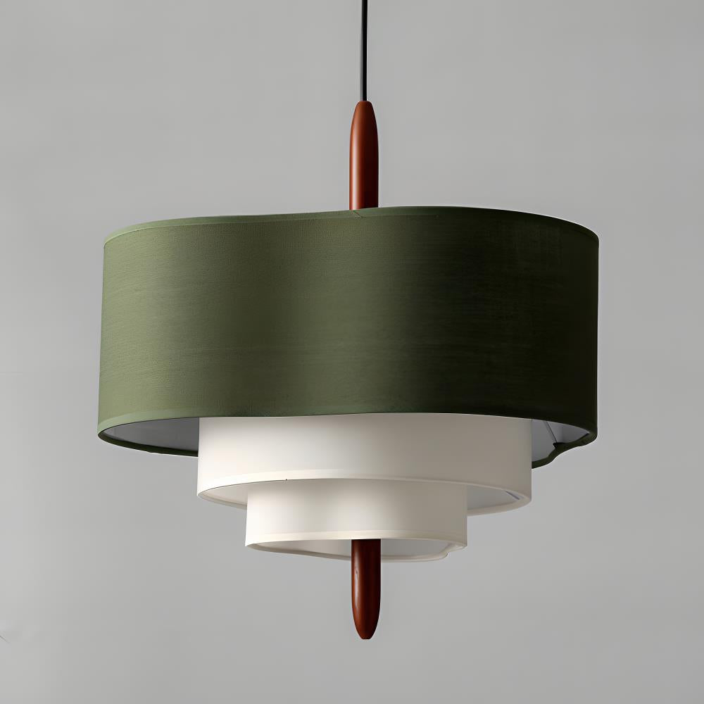 Layered round fabric hanging lamp