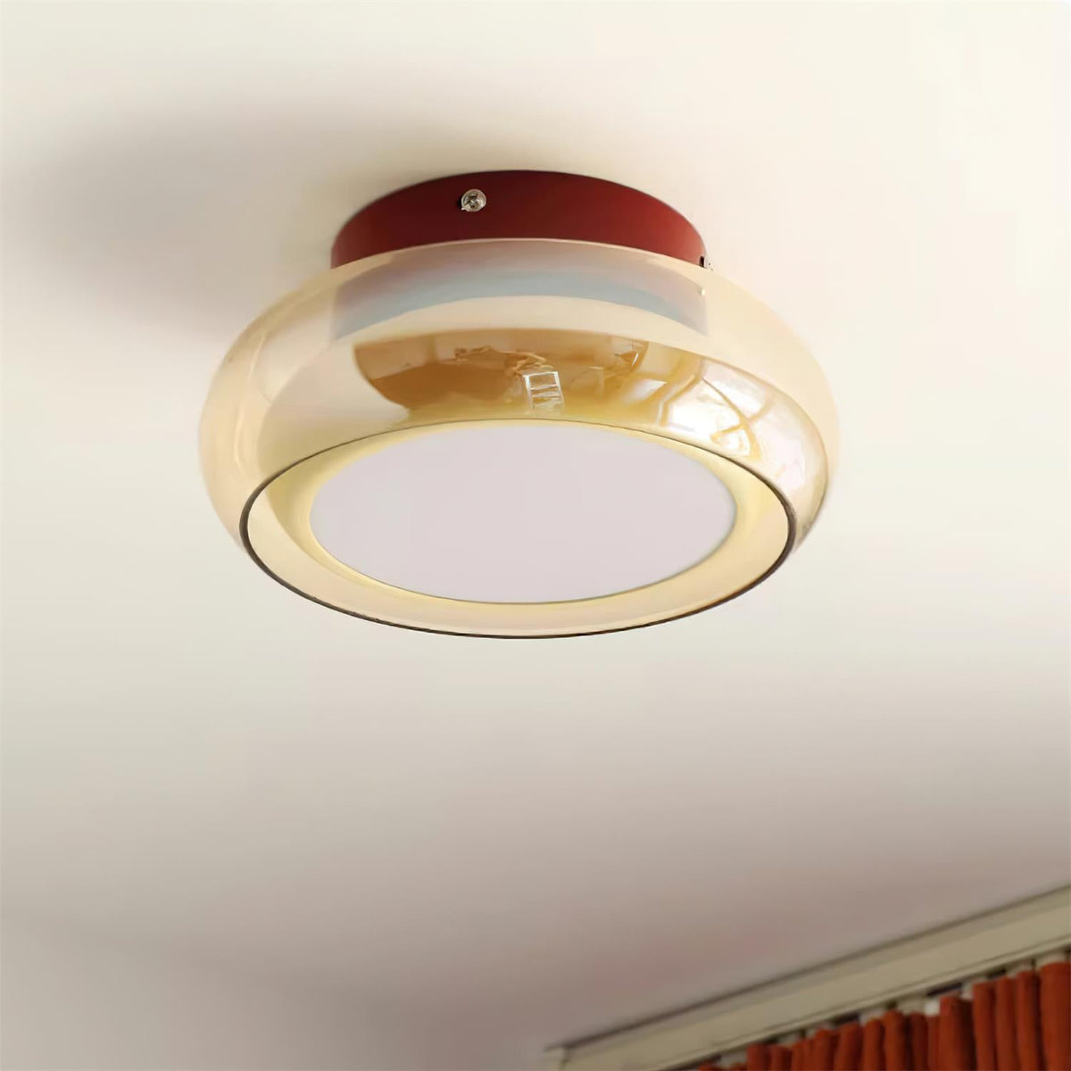 Szklana lampa sufitowa retro do montażu natynkowego