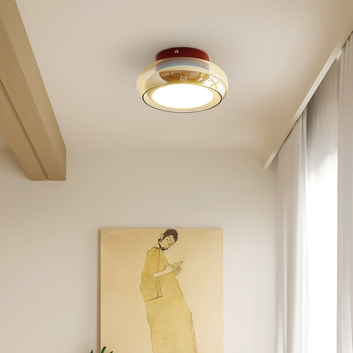 Szklana lampa sufitowa retro do montażu natynkowego