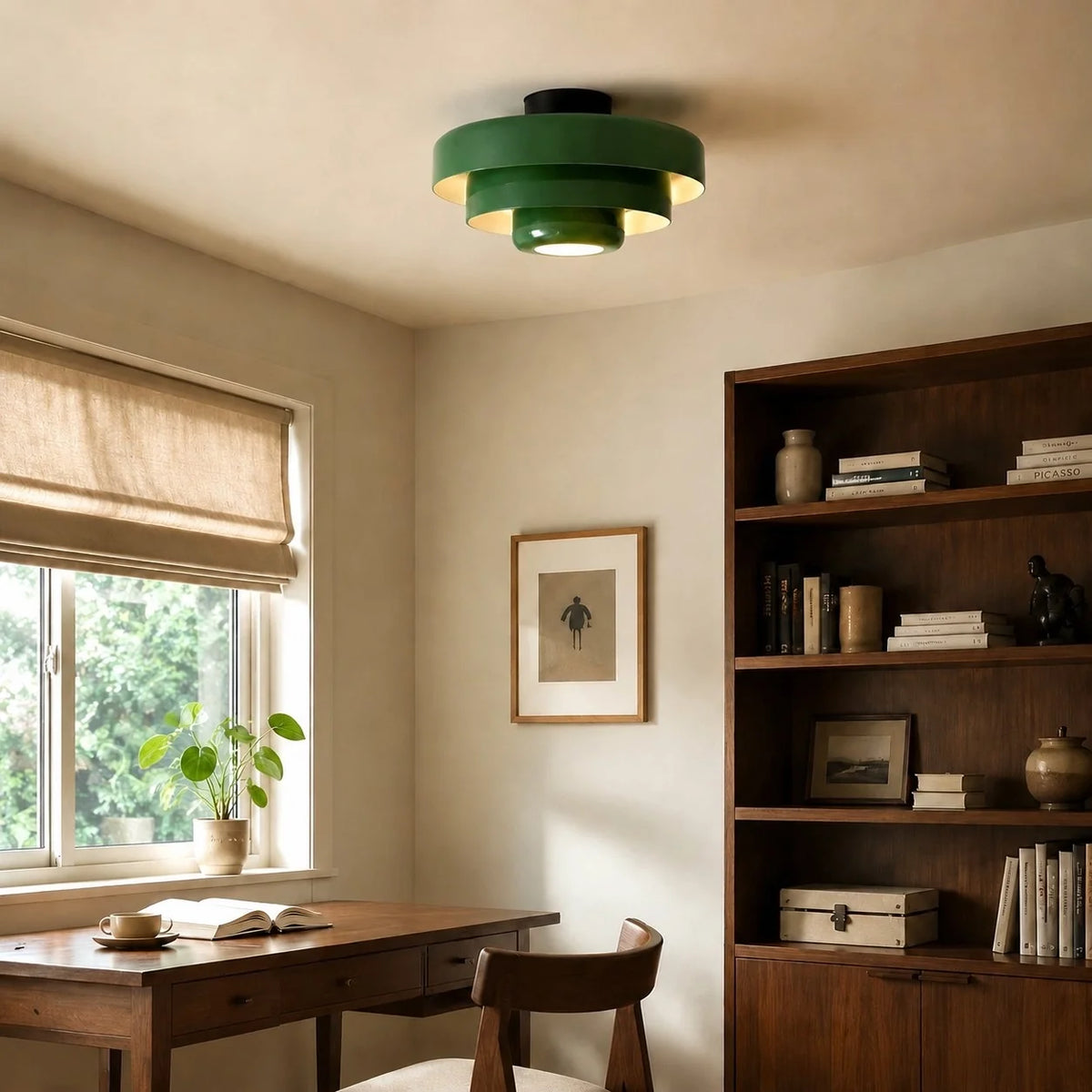 Ronde Bauhaus-plafondlamp voor Japandi-interieurs