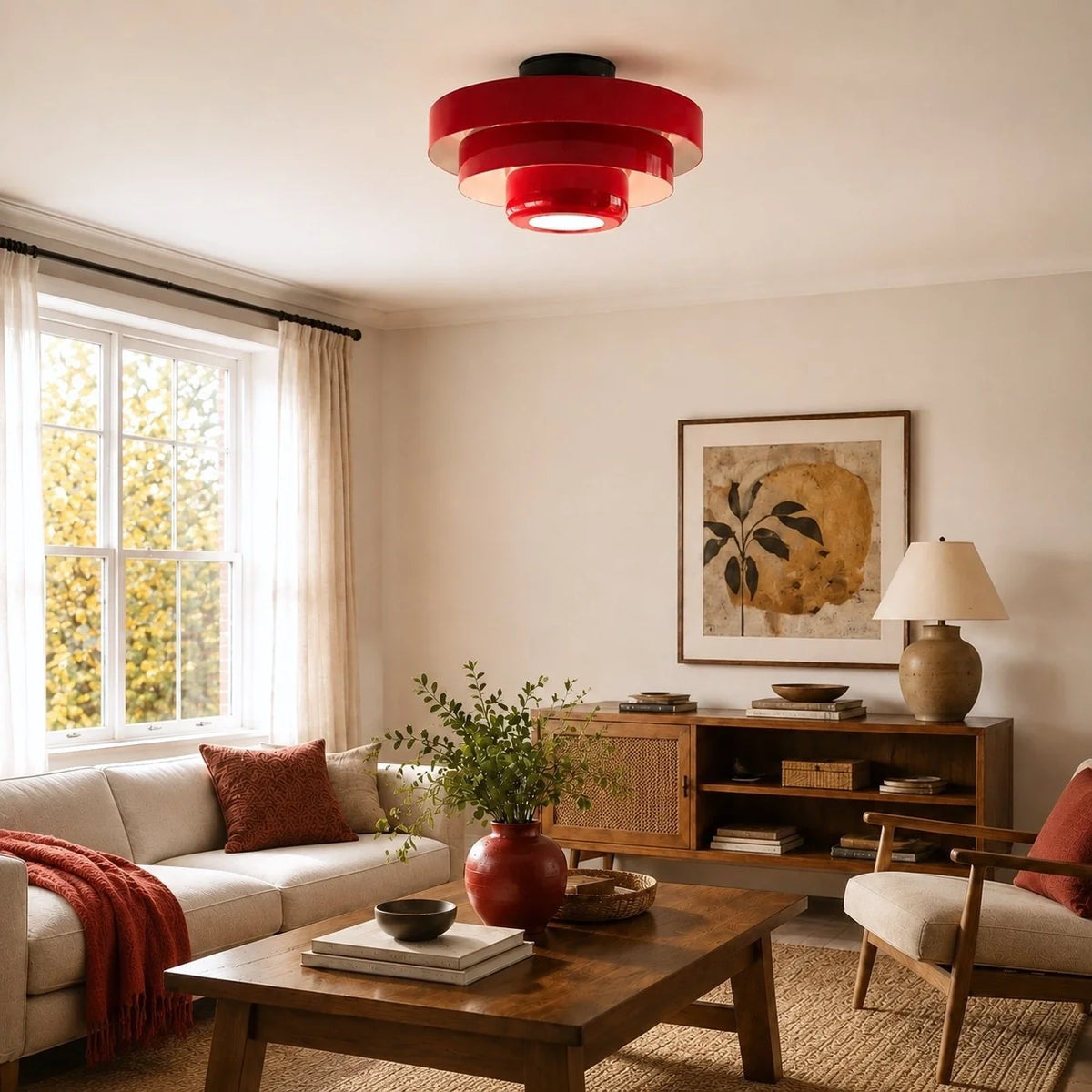 Ronde Bauhaus-plafondlamp voor Japandi-interieurs