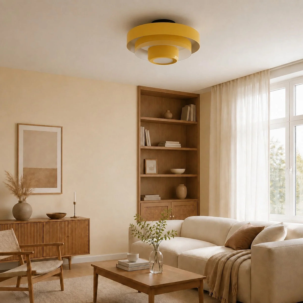 Ronde Bauhaus-plafondlamp voor Japandi-interieurs