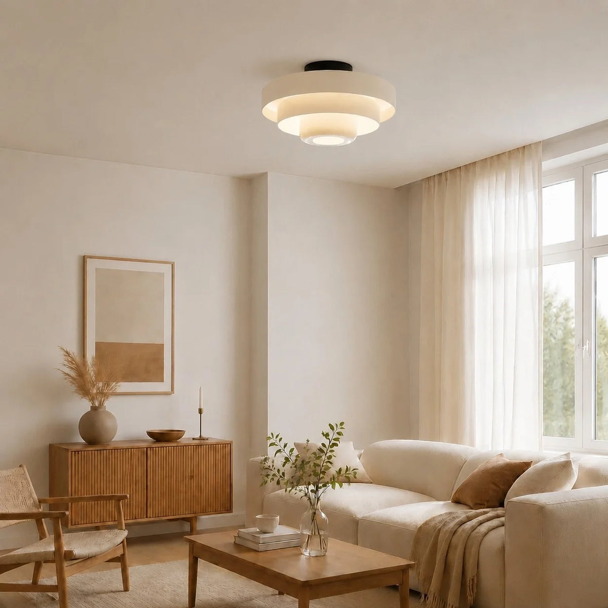 Ronde Bauhaus-plafondlamp voor Japandi-interieurs