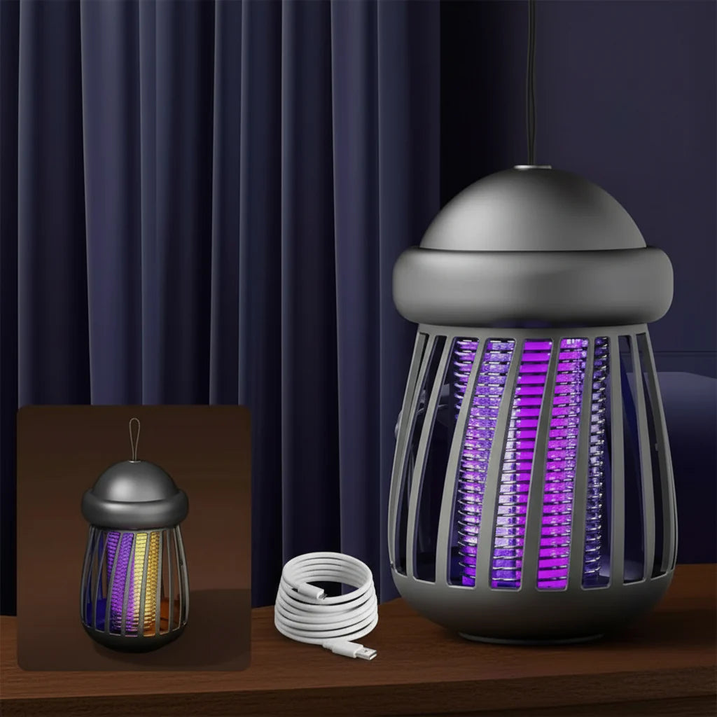 Lampa UV na komary z siatką elektryczną 3000V – ładowalna