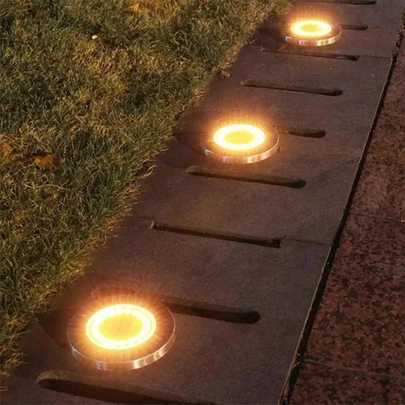 Okrągła solarna lampa gruntowa ze stali nierdzewnej