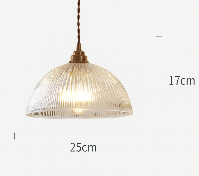 Nowoczesna lampa wisząca z ryflowanego szkła o kopułowej formie