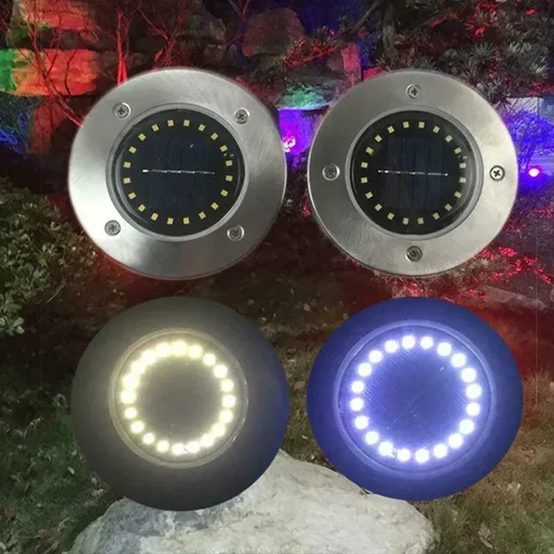 Okrągła solarna lampa gruntowa ze stali nierdzewnej