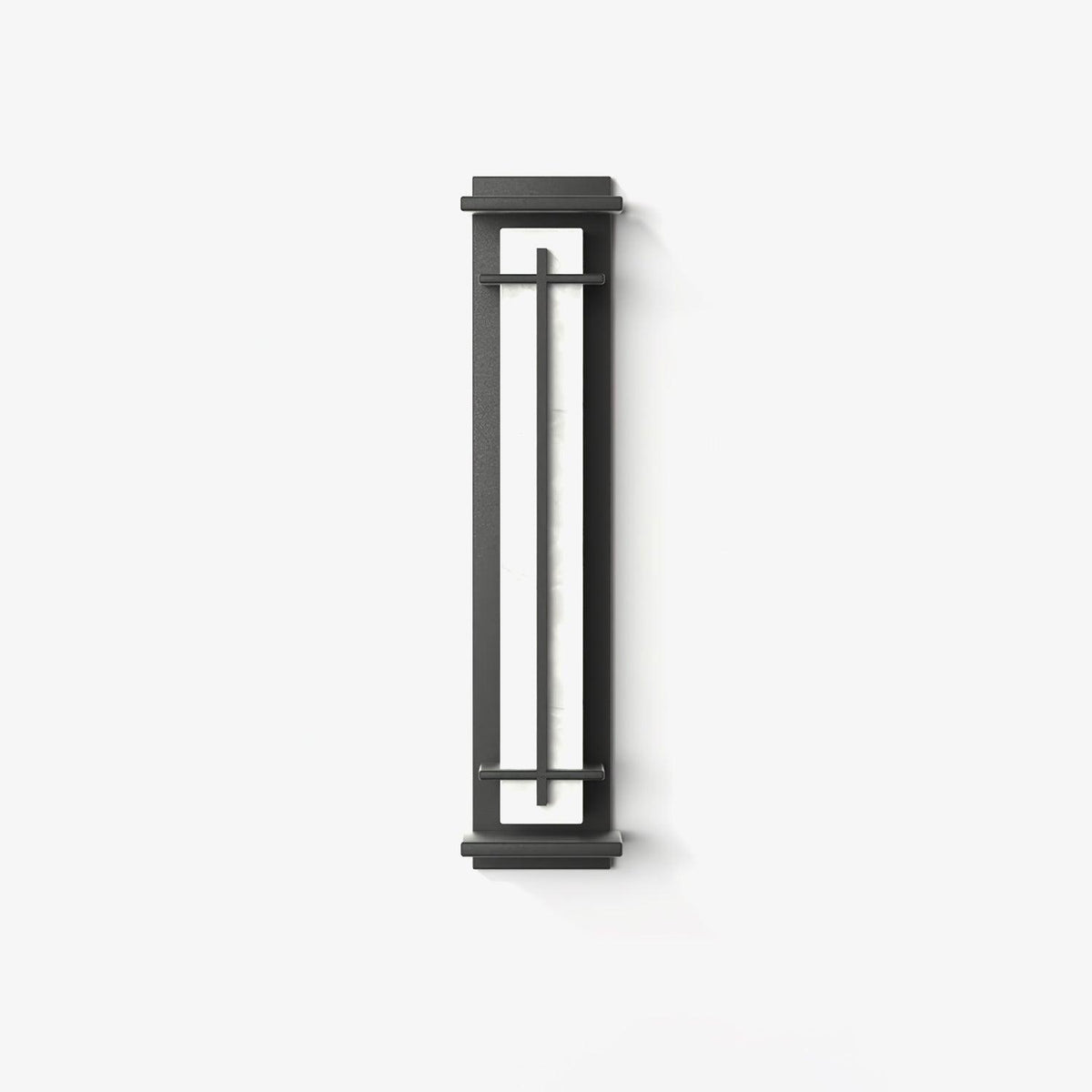 Outdoor wall lamp with a vertical rectangular panel
