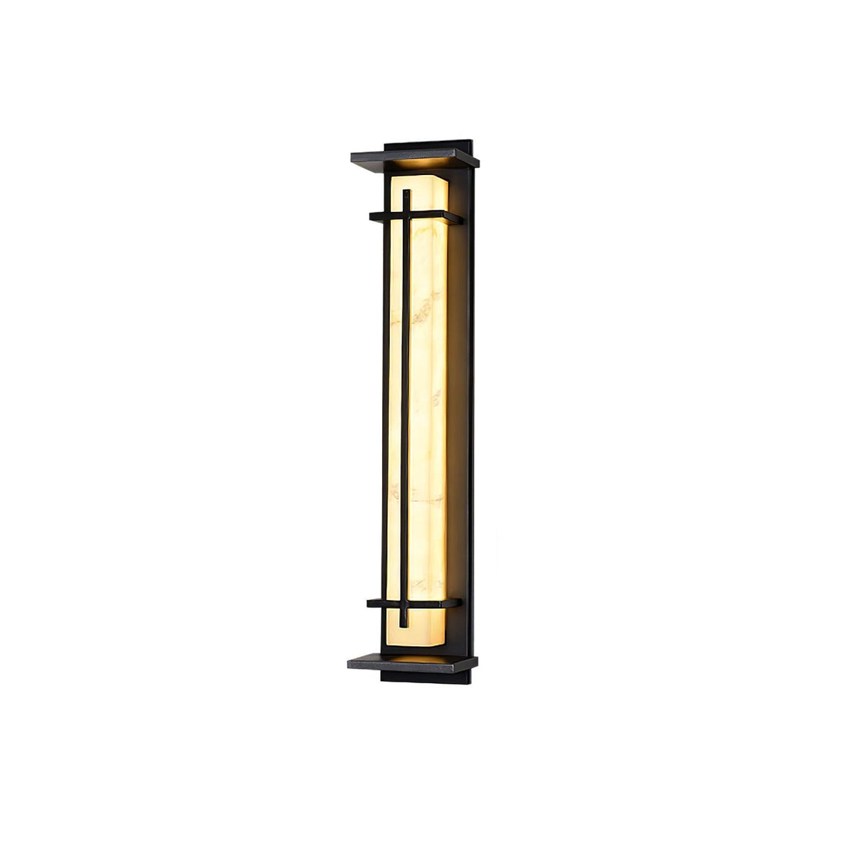 Outdoor wall lamp with a vertical rectangular panel