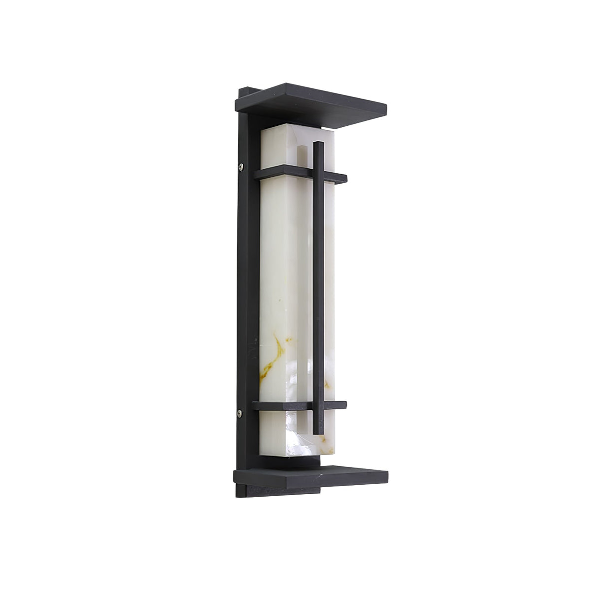 Outdoor wall lamp with a vertical rectangular panel