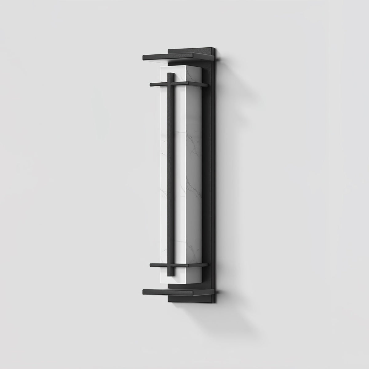 Outdoor wall lamp with a vertical rectangular panel