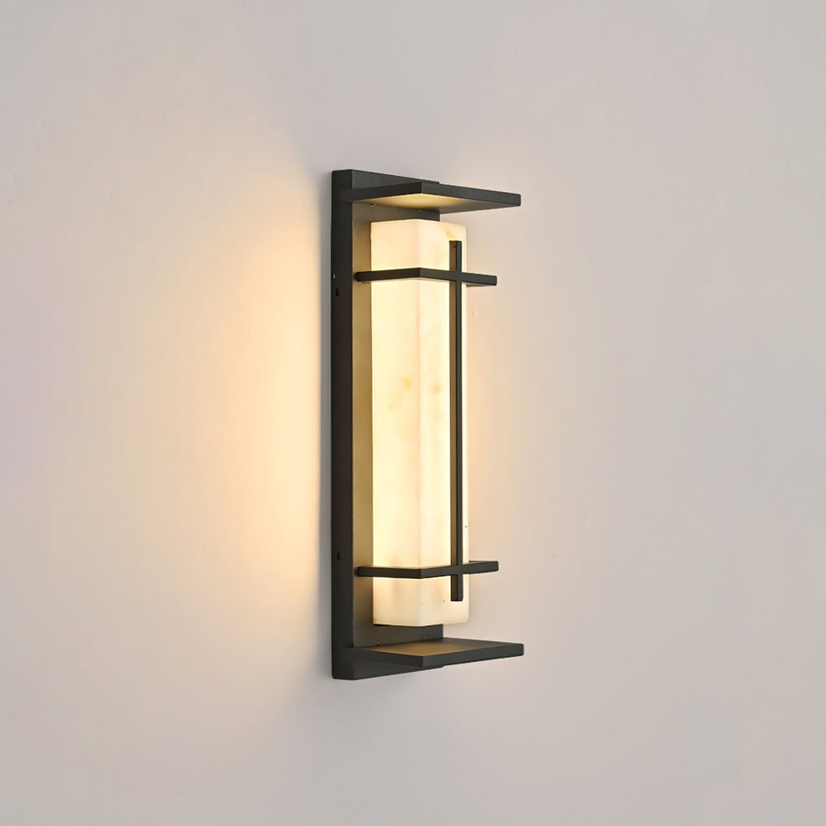 Outdoor wall lamp with a vertical rectangular panel